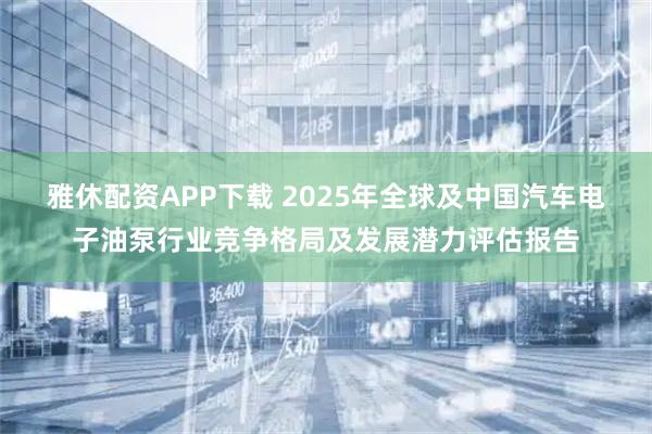 雅休配资APP下载 2025年全球及中国汽车电子油泵行业竞争格局及发展潜力评估报告